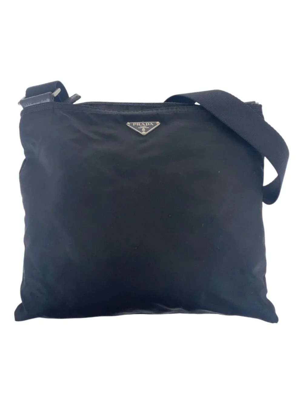 Prada Tessuto Black Silver Nylon Shoulder